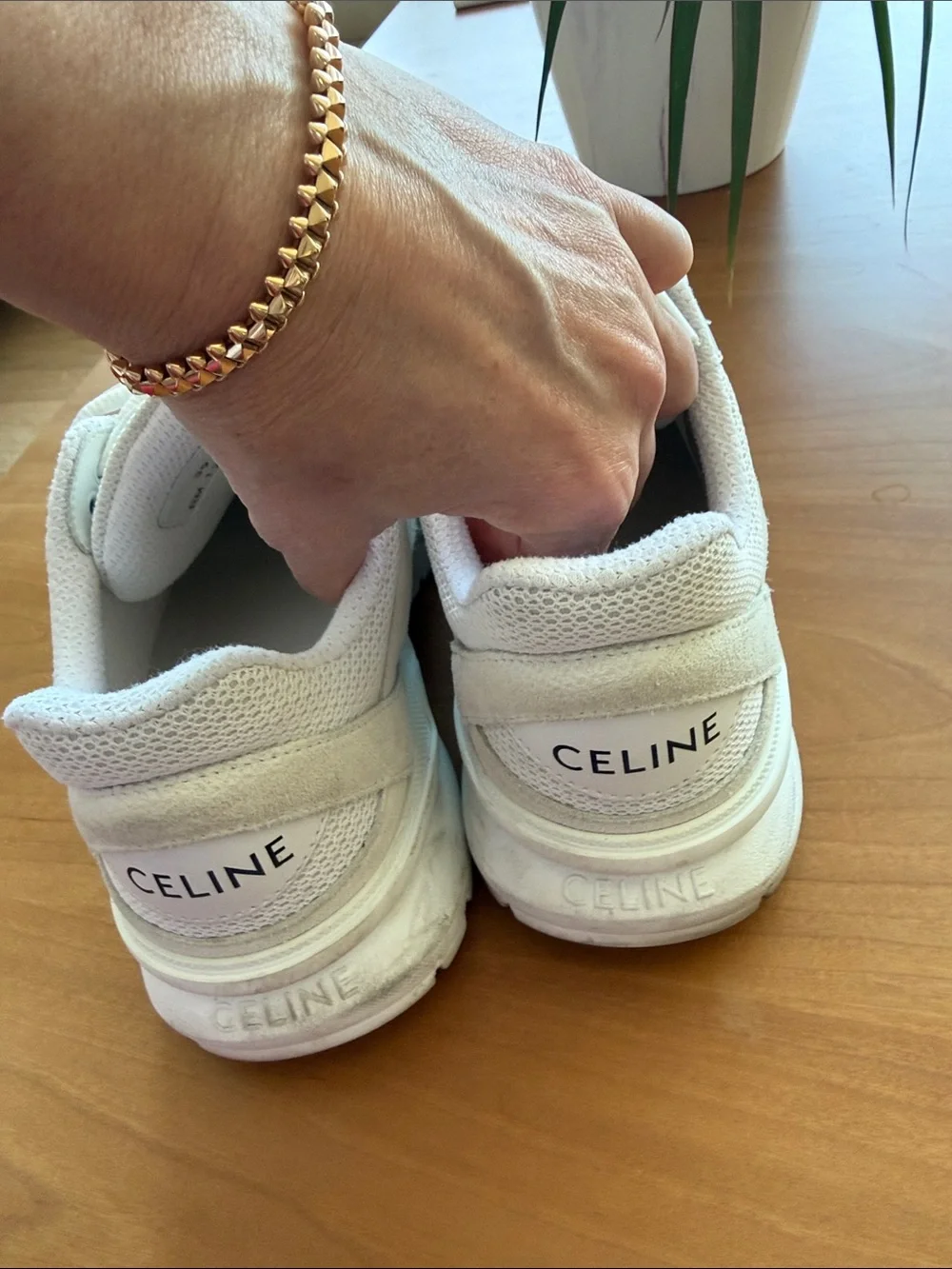 Celine Cream Mesh & Suede Trainer Sneakers - Picture 7 of 8